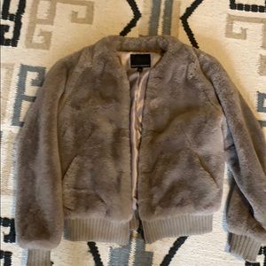 Faux fur bomber jacket